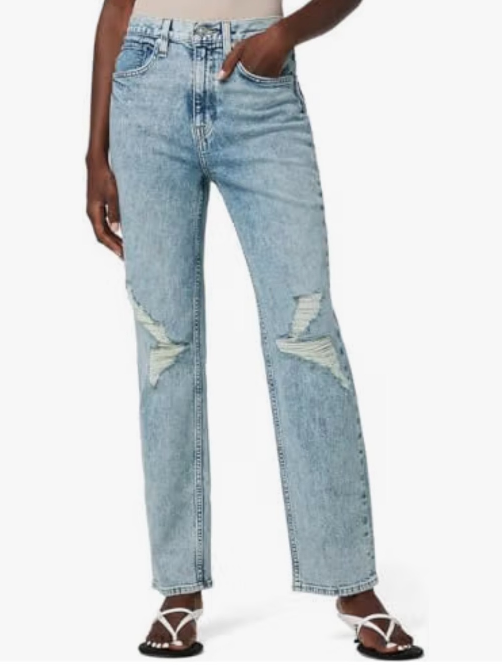 HUDSON Jeans Jade High Rise Straight Leg Denim Distressed Size 27 Light Blue